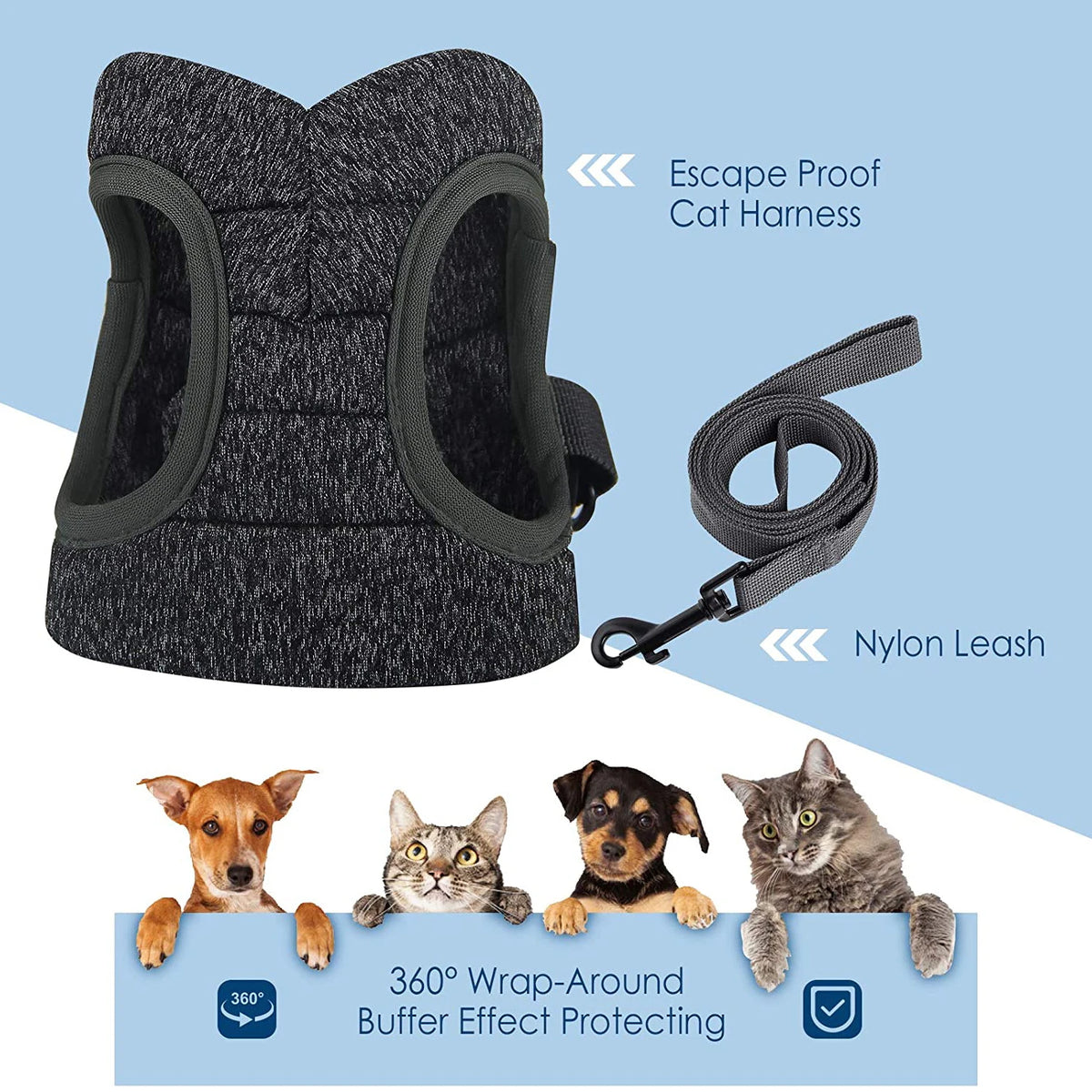 Pretal chaleco para gatos con correa de 1,2 m