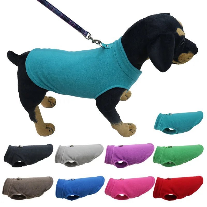 Chaleco de polar con argolla para perros pequeños y gatos