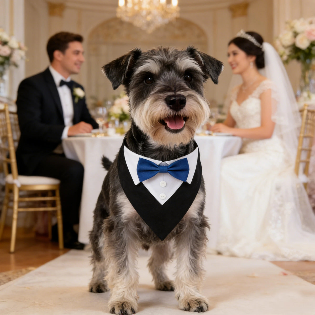Bandana de gala para mascotas con moño ajustable