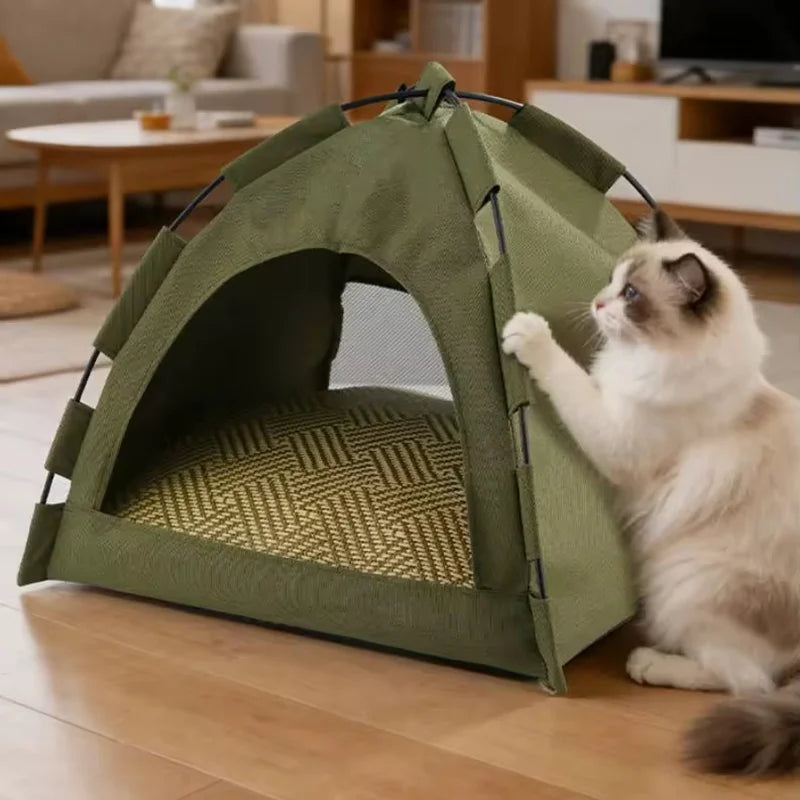 Carpa plegable para gatos con colchoneta reversible