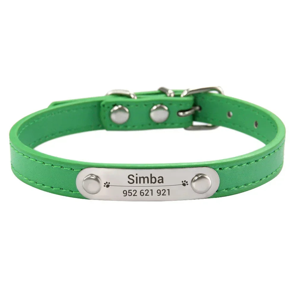 Collar para perros con placa grabable y cinco posiciones