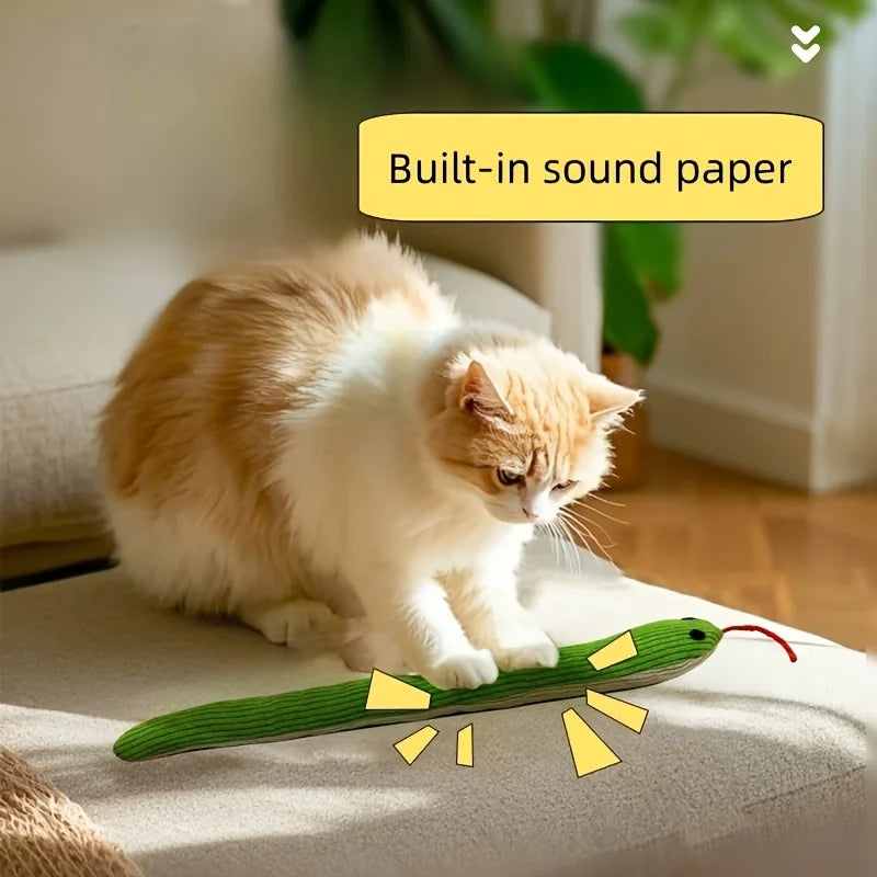 Serpiente de peluche para gatos con sonido crujiente