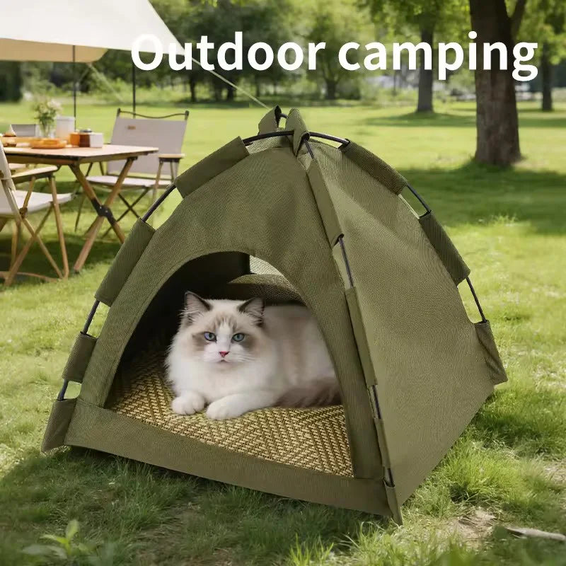 Carpa plegable para gatos con colchoneta reversible