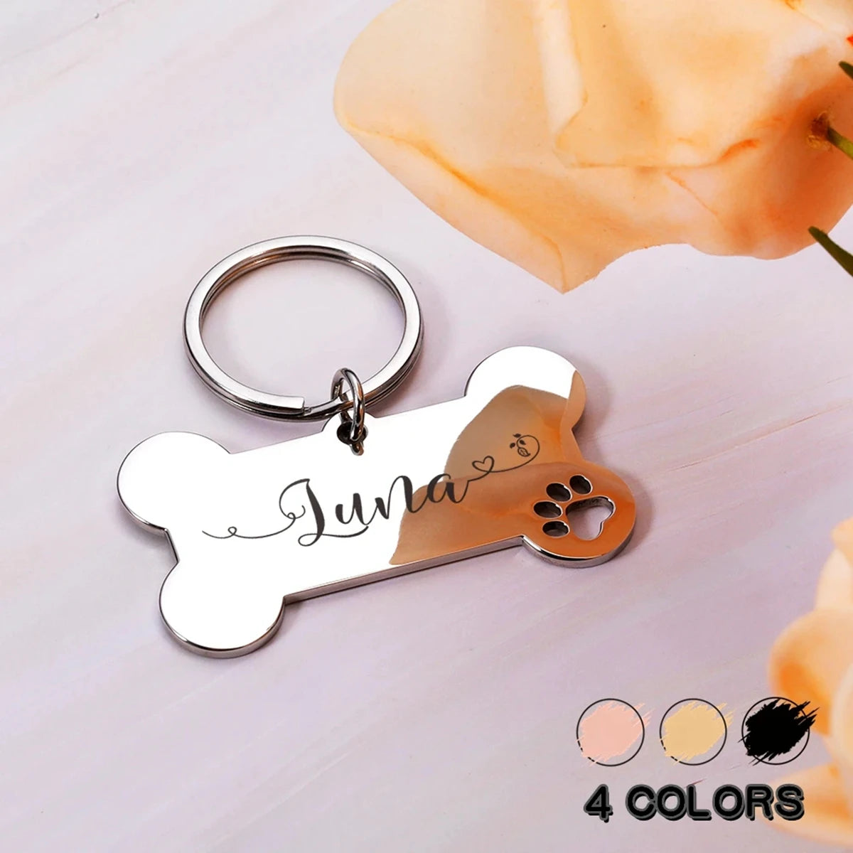 Chapita personalizable para mascotas con línea ondulada