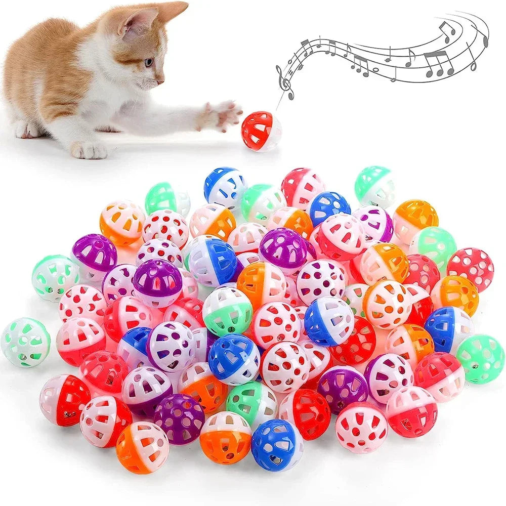 Pack de pelotas de plástico con cascabel para gatos