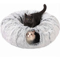 Cama de peluche con túnel circular plegable para gatos