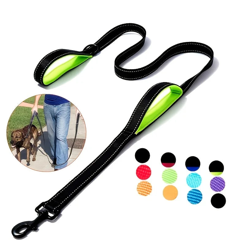 Correa de cinta para perros con doble manija de control