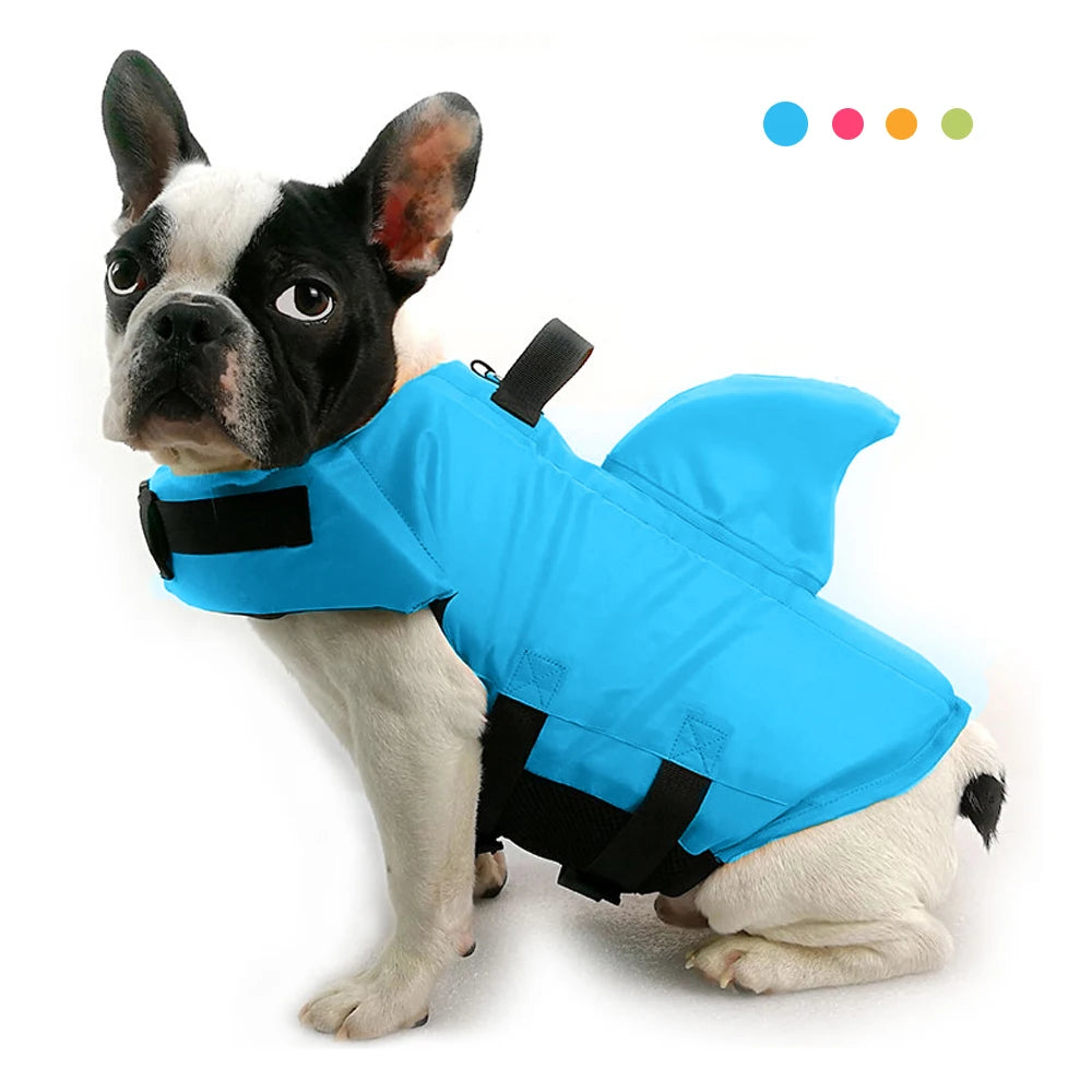 Chaleco de flotación para perros con diseño de tiburón
