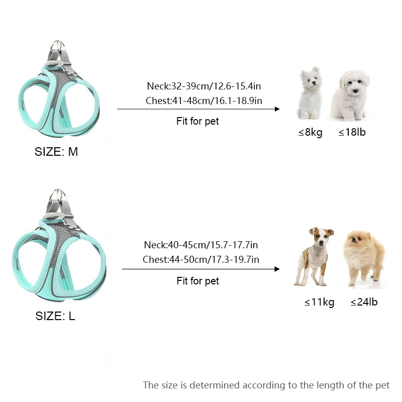 Pretal chaleco reflectivo con correa para perros pequeños
