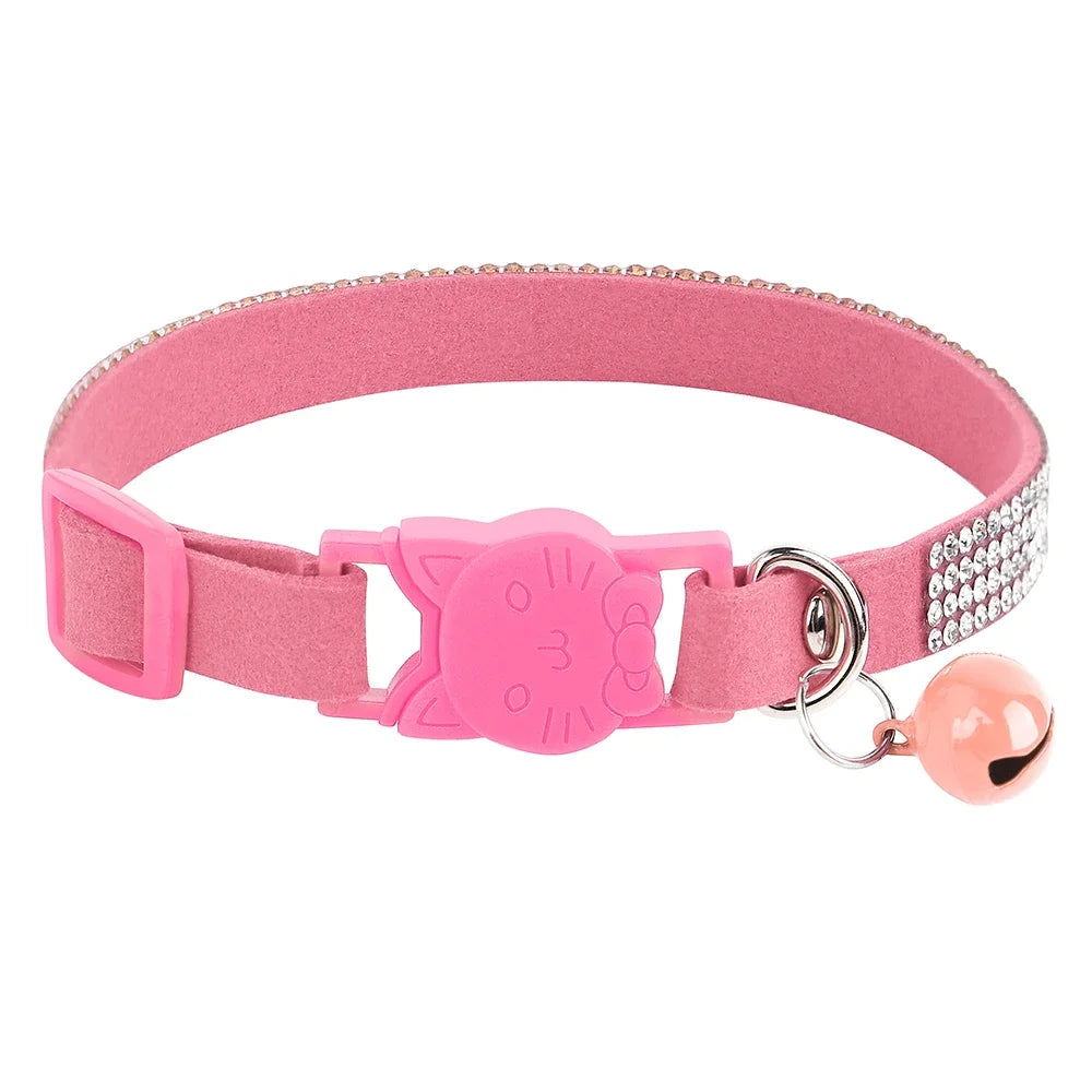 Collar para gatos con strass, cascabel y cierre de seguridad