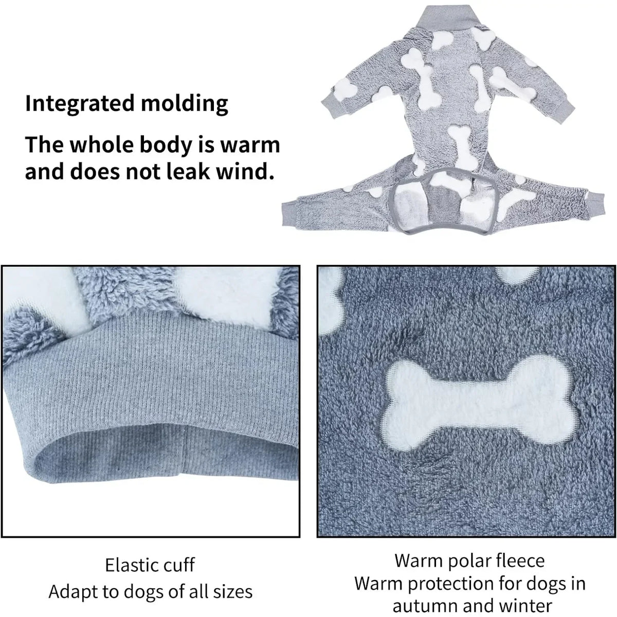 Pijama de polar de cuatro patas para perros