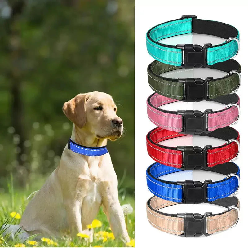 Collar reflectivo para perros con acolchado y doble argolla