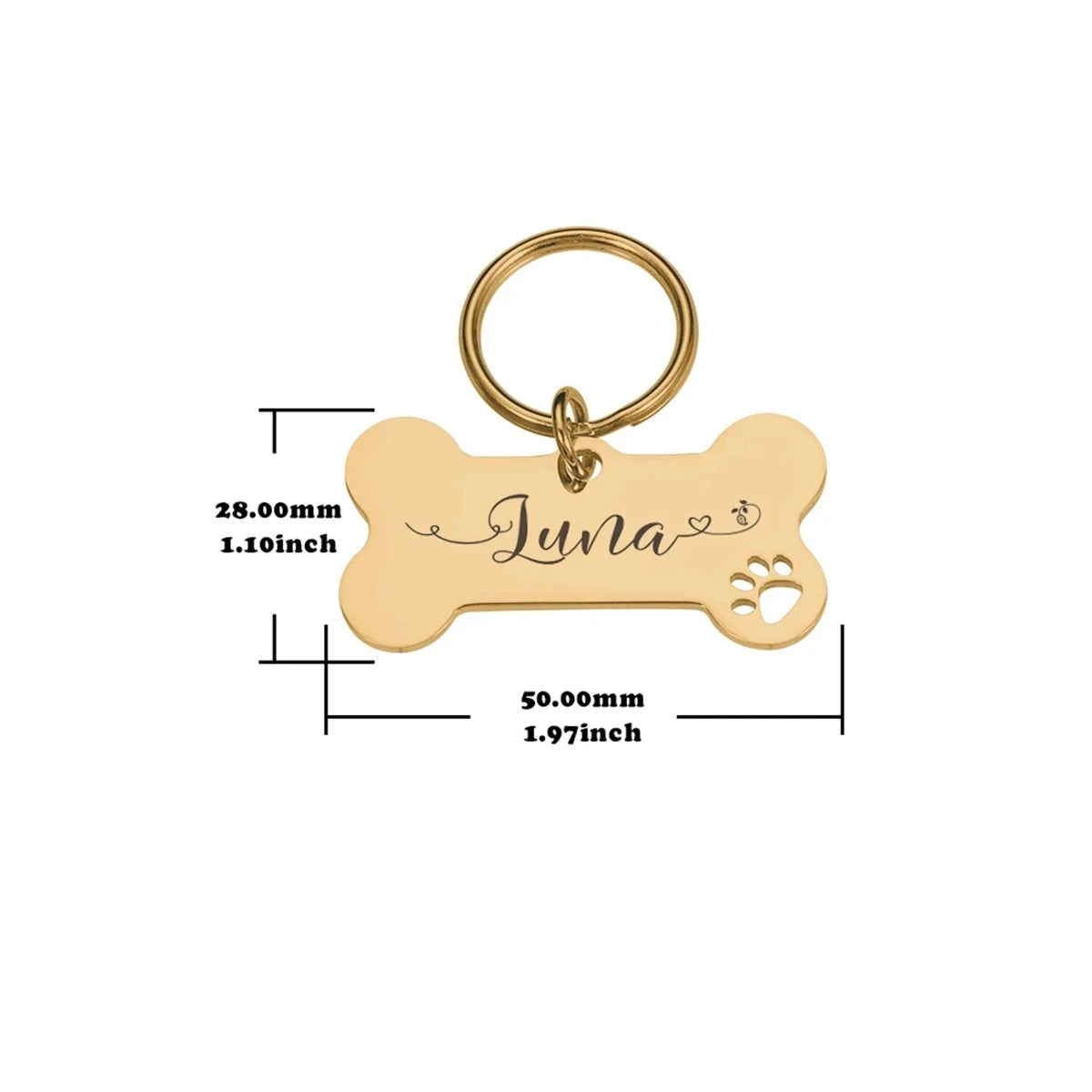 Chapita personalizable para mascotas con línea ondulada