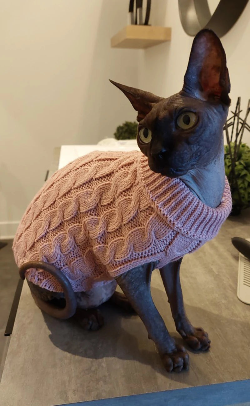 Suéter tejido de cuello alto para perros pequeños y gatos