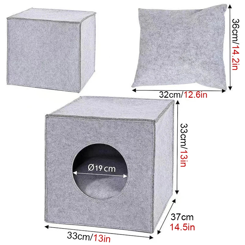 Cueva plegable de fieltro para gatos