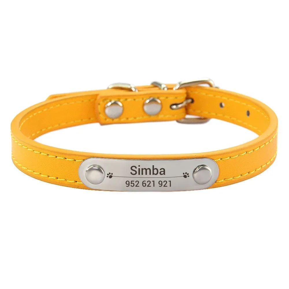 Collar para perros con placa grabable y cinco posiciones