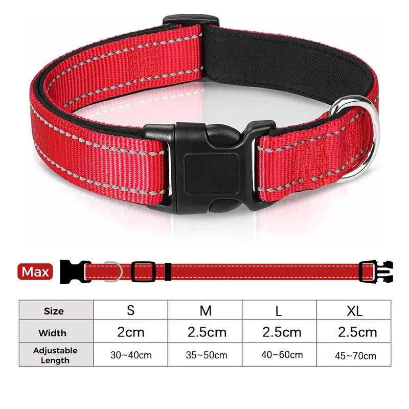 Collar reflectivo para perros con acolchado y doble argolla