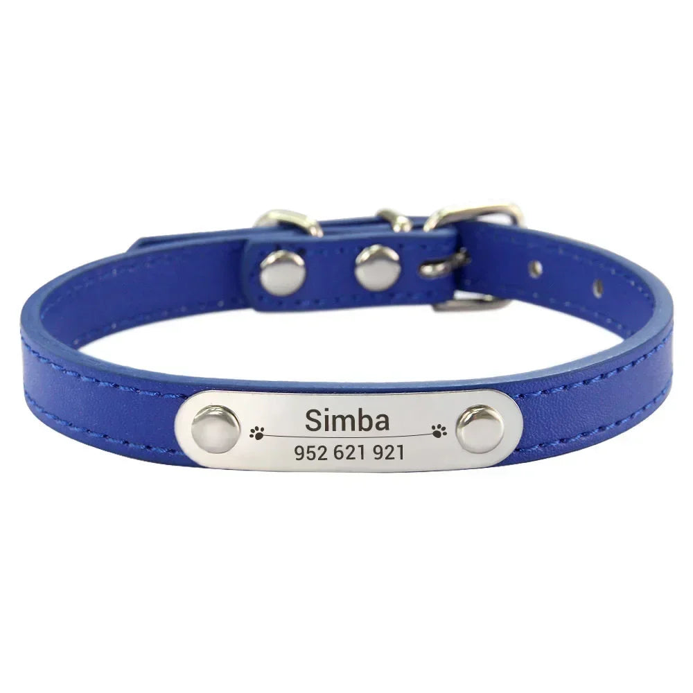 Collar para perros con placa grabable y cinco posiciones