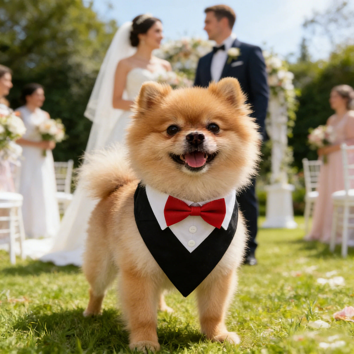 Bandana de gala para mascotas con moño ajustable