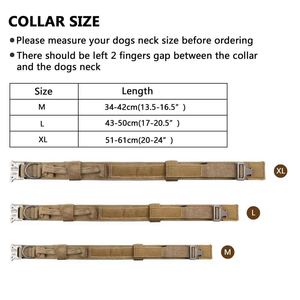 Collar ajustable para perros con asa y estilo táctico
