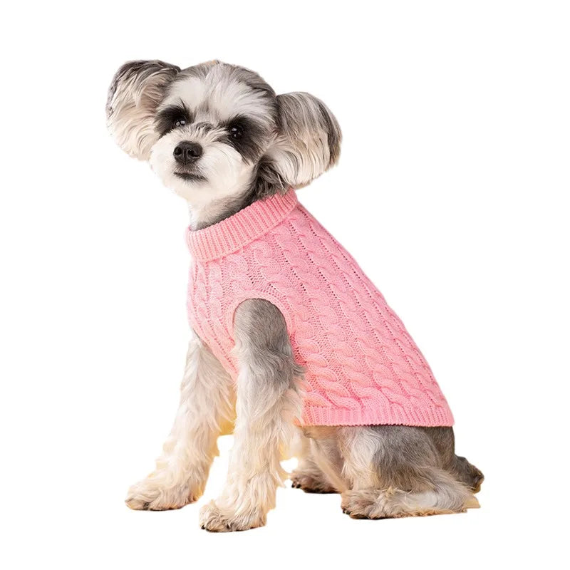 Suéter tejido de cuello alto para perros pequeños y gatos