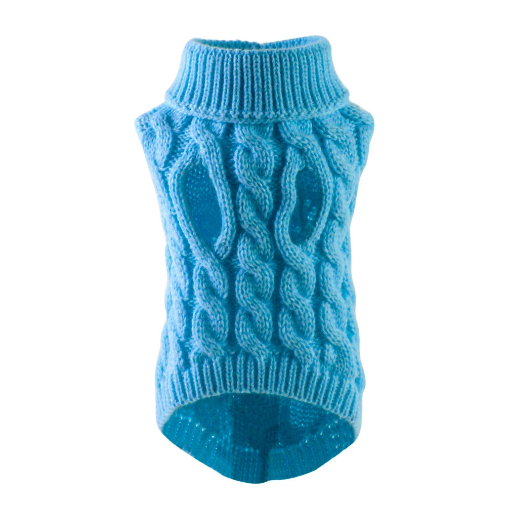 Suéter tejido de cuello alto para perros pequeños y gatos