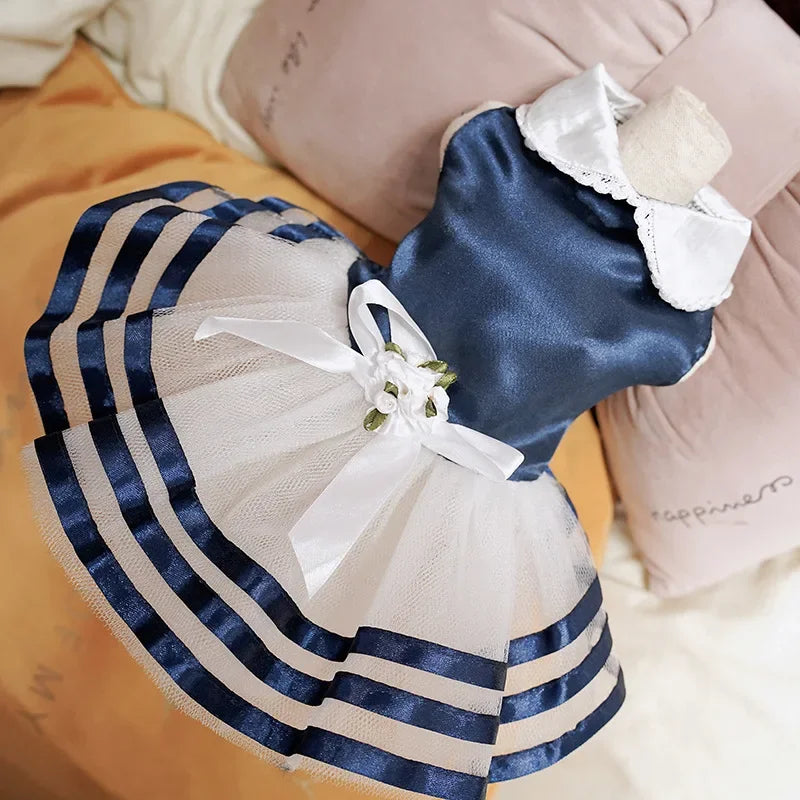 Vestido de algodón con falda para perros pequeños