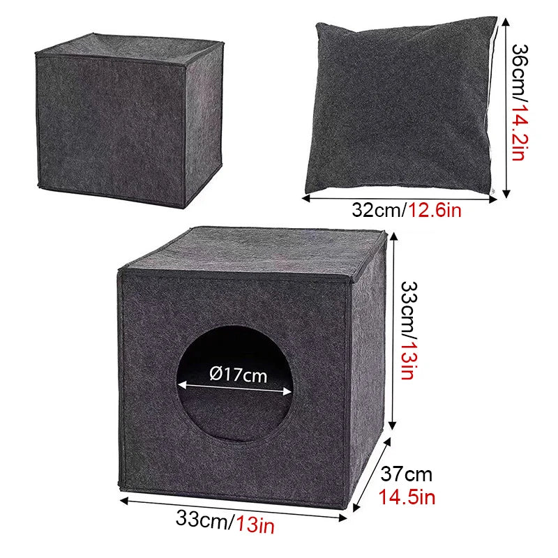 Cueva plegable de fieltro para gatos
