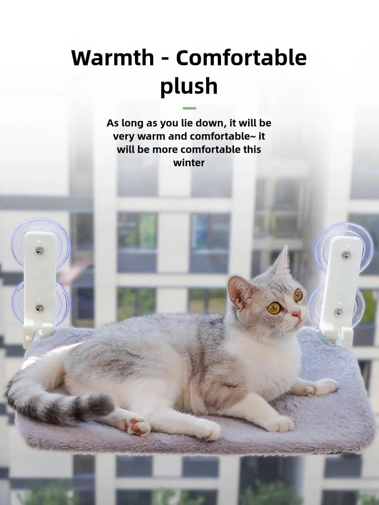 Hamaca plegable de ventana para gatos en malla o peluche
