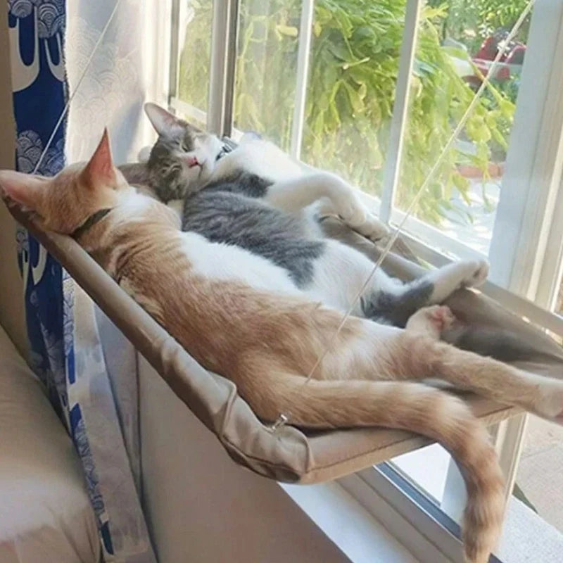 Hamaca desmontable de gamuza para ventana de gatos