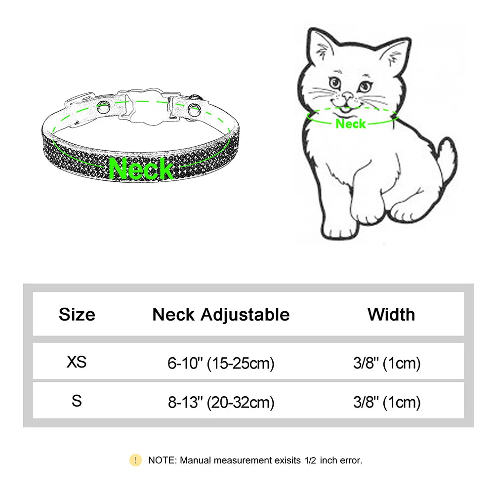 Collar para gatos con strass, cascabel y cierre de seguridad