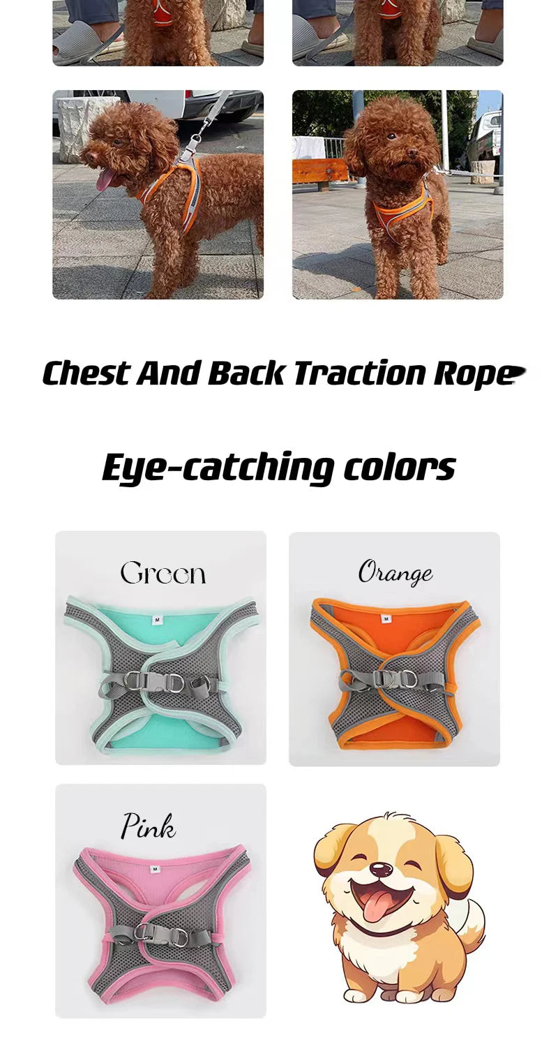 Pretal chaleco reflectivo con correa para perros pequeños