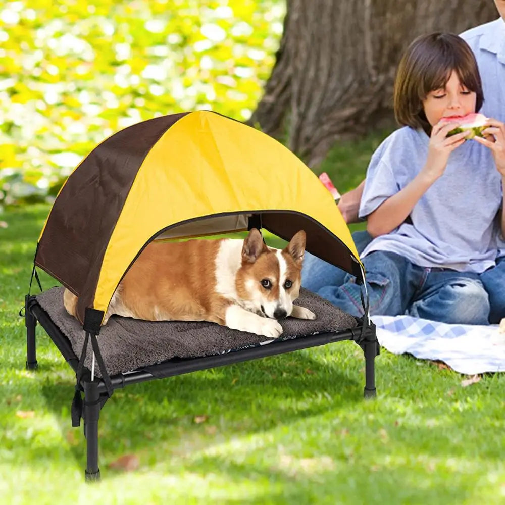 Catre plegable para perros con opción de toldo y almohadón