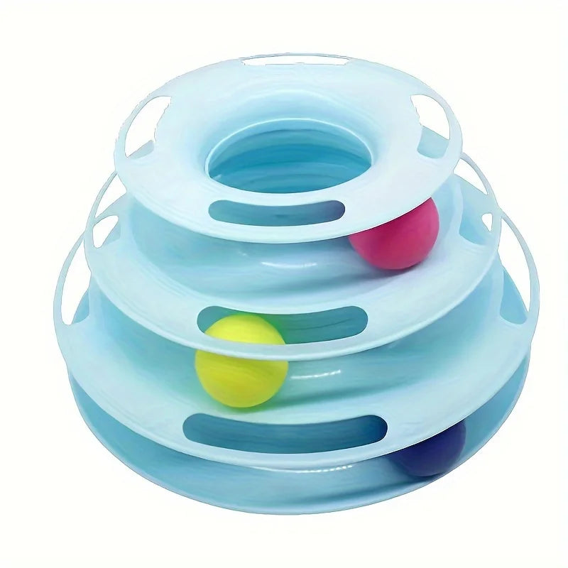Torre de juego para gatos con pelotas y tres niveles