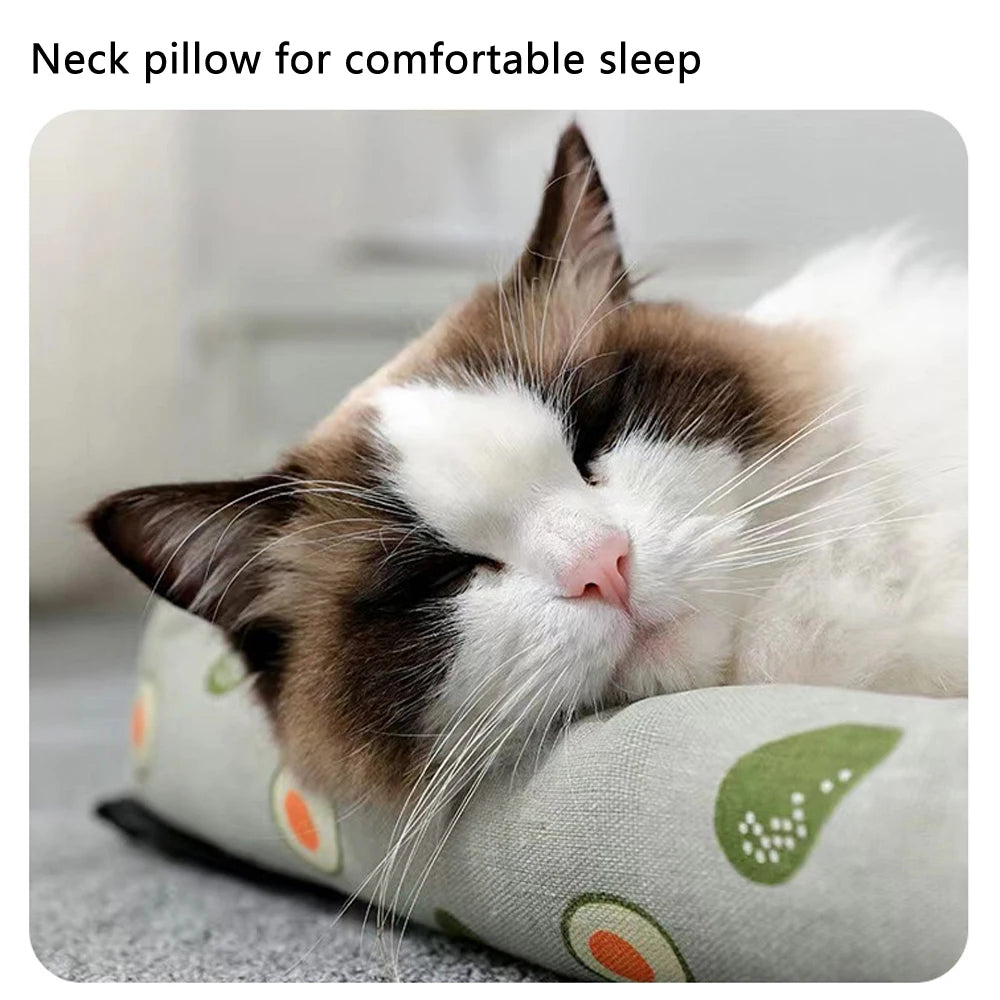 Cama de verano para mascotas con superficie tejida y apoyo
