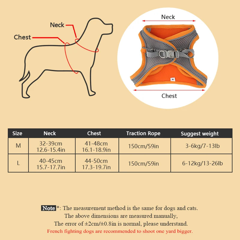 Pretal chaleco reflectivo con correa para perros pequeños