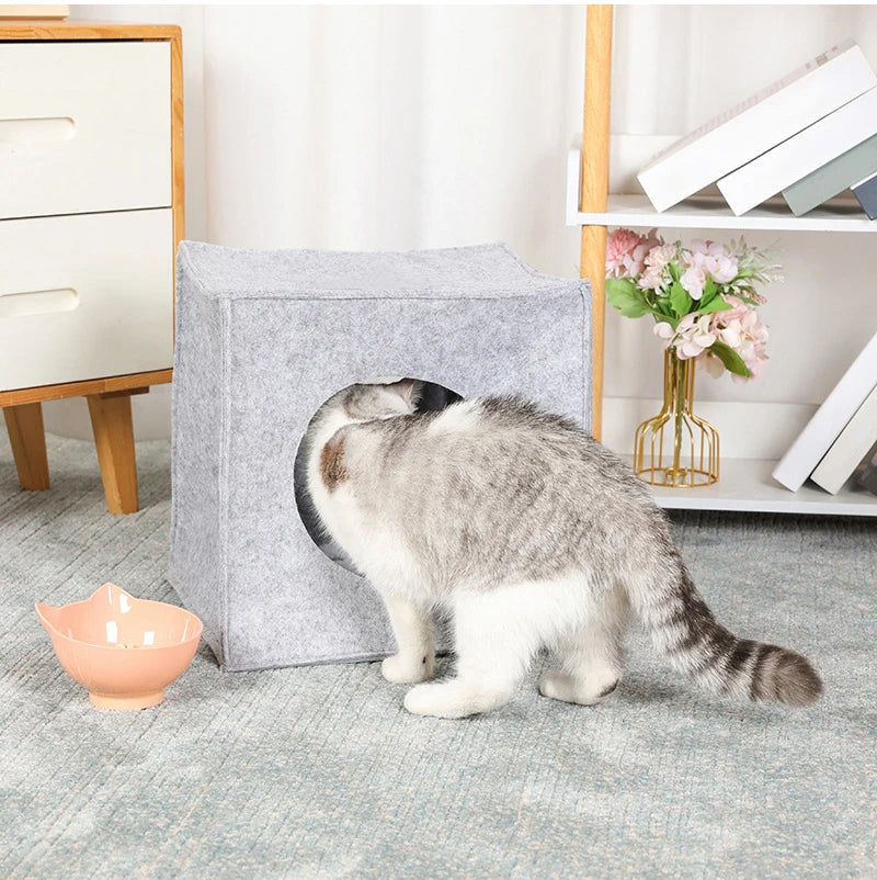 Cueva plegable de fieltro para gatos