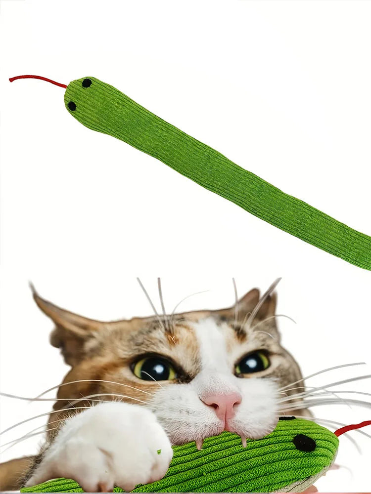 Serpiente de peluche para gatos con sonido crujiente