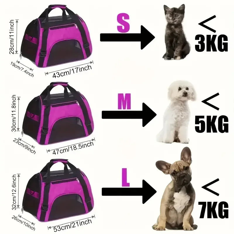 Bolso transportador plegable de nylon con ventilación