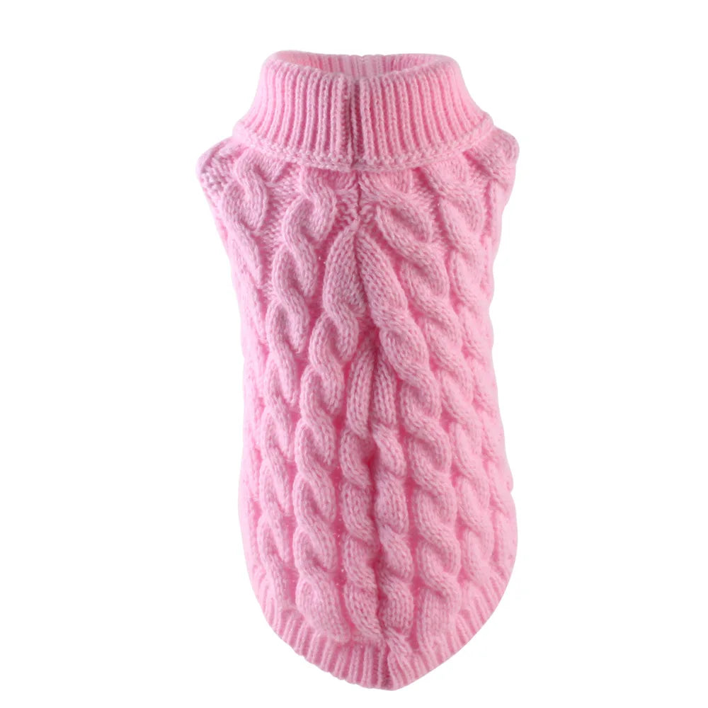 Suéter tejido de cuello alto para perros pequeños y gatos