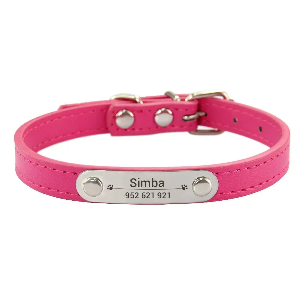 Collar para perros con placa grabable y cinco posiciones