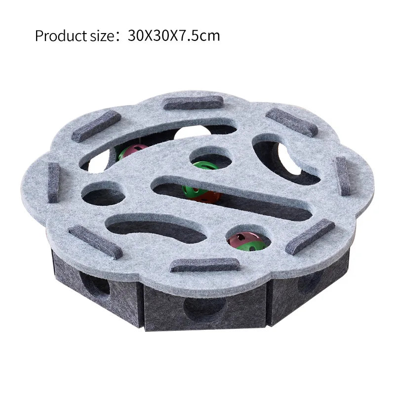 Laberinto de fieltro para gatos con pelota y cascabel