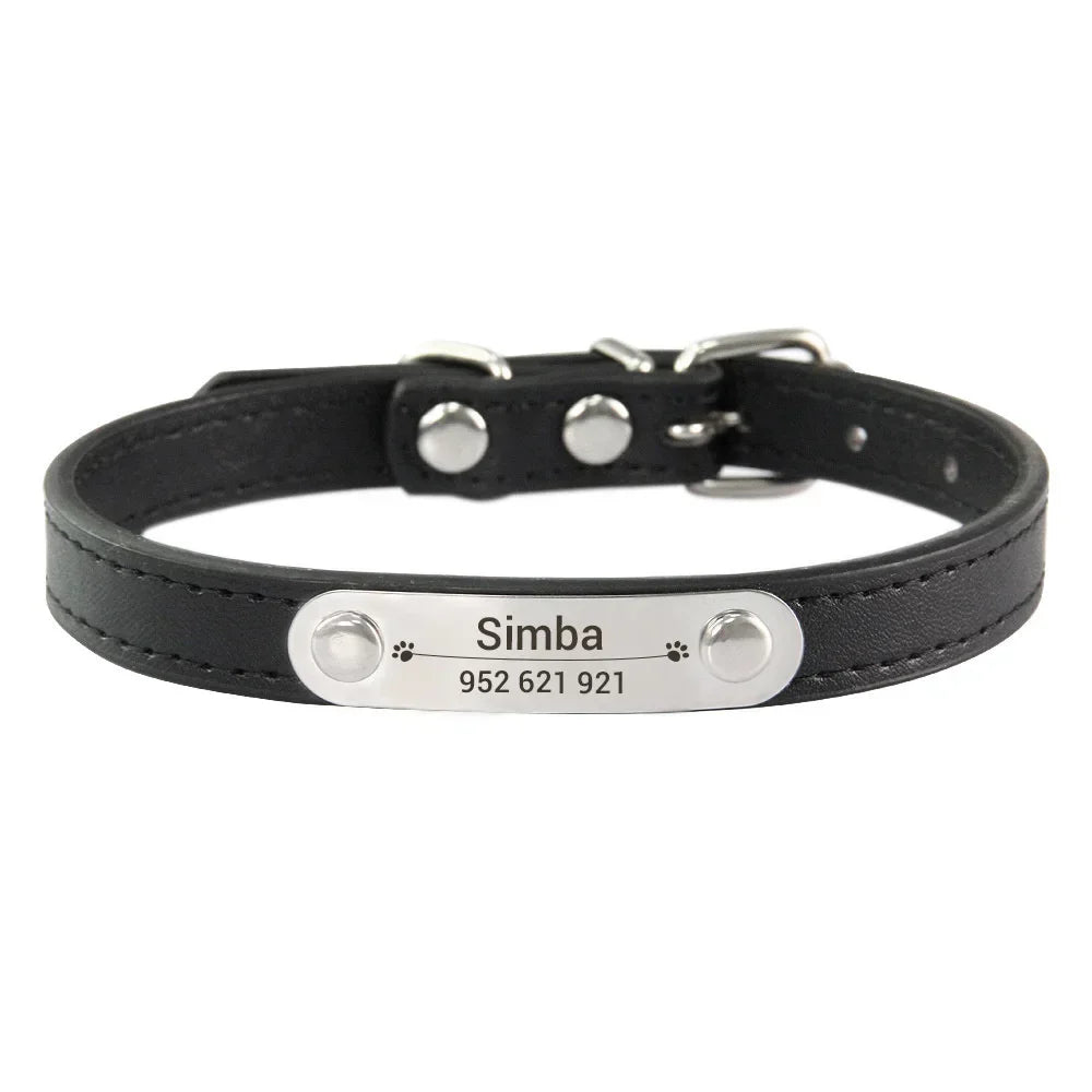 Collar para perros con placa grabable y cinco posiciones