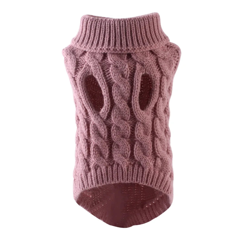 Suéter tejido de cuello alto para perros pequeños y gatos