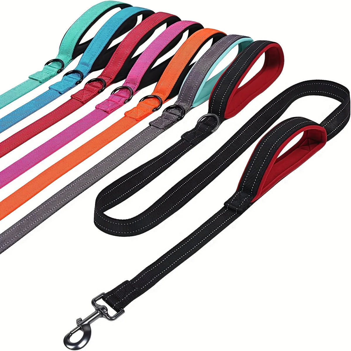 Correa de cinta para perros con doble manija de control