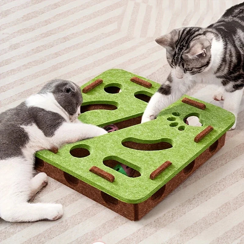Laberinto de fieltro para gatos con pelota y cascabel