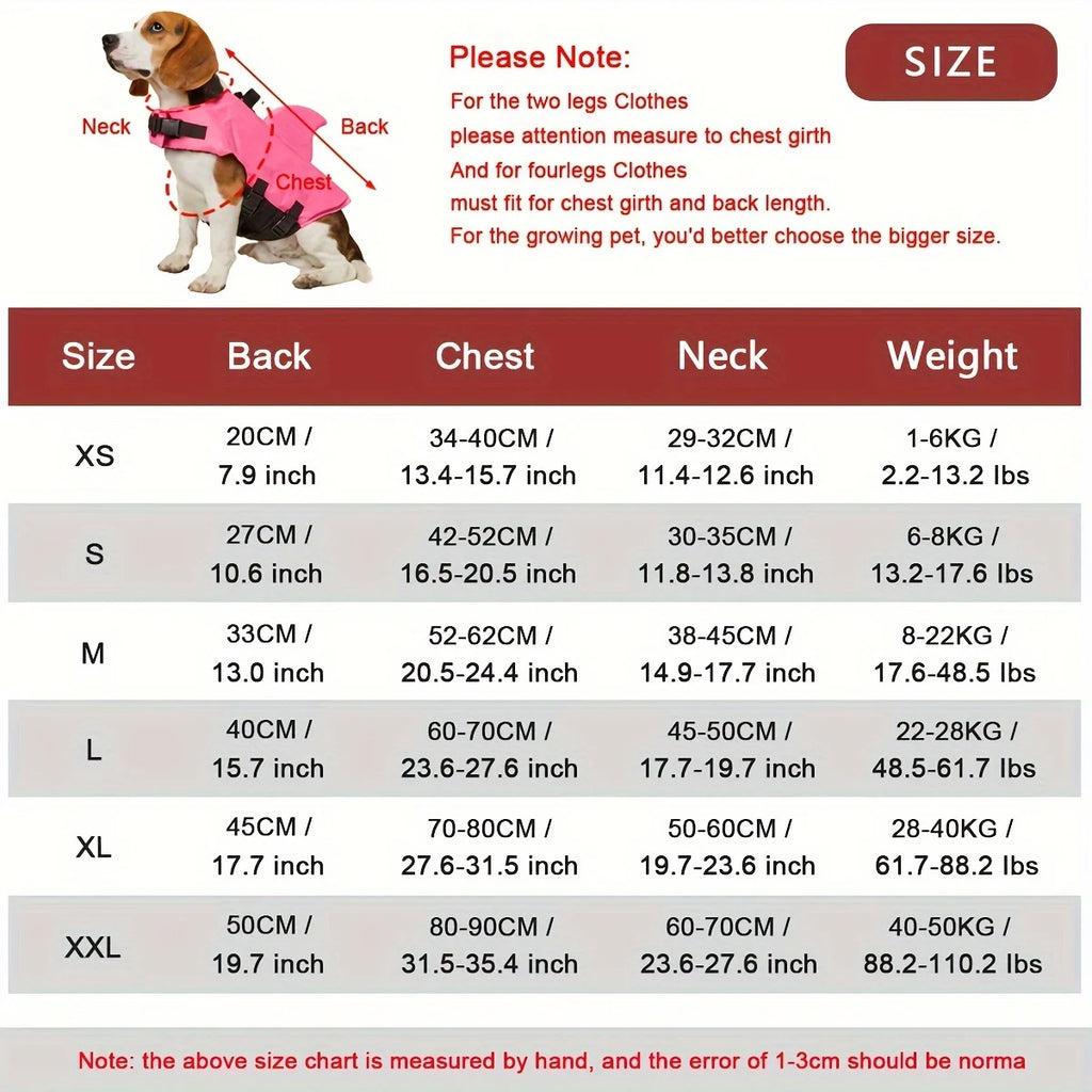 Chaleco de flotación para perros con diseño de tiburón