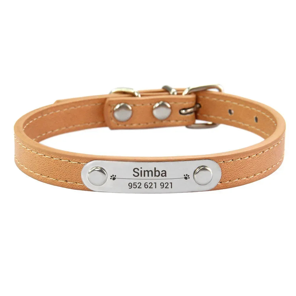 Collar para perros con placa grabable y cinco posiciones