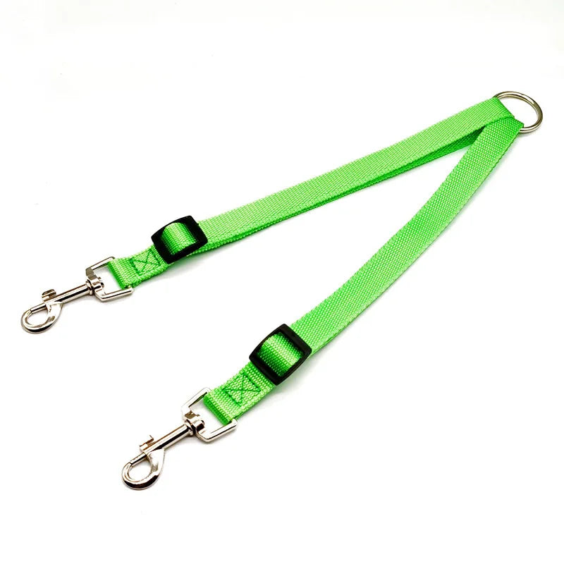 Acople doble de nylon ajustable para pasear dos perros