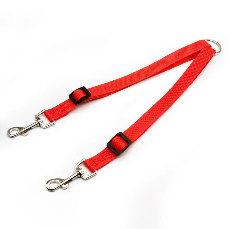 Acople doble de nylon ajustable para pasear dos perros
